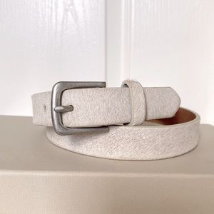 Silvery white leather belt size S